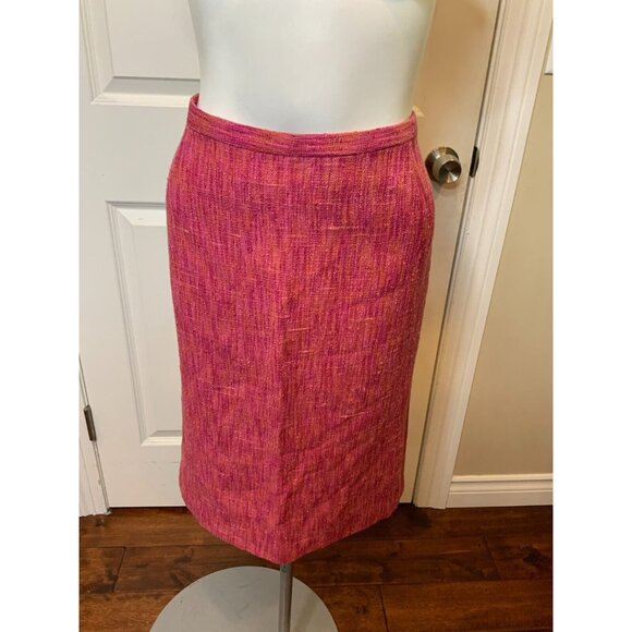 Dolce & Gabbana Pink Orange Wool Tweed Pencil Skirt, Size 10 | 44 - Picture 2 of 7